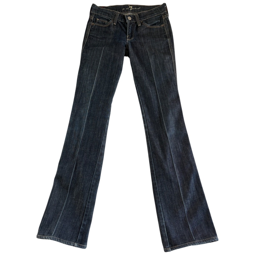 7 For All Mankind Flare Jeans Womens 22 Blue Denim Stretch Low Rise Made In USA